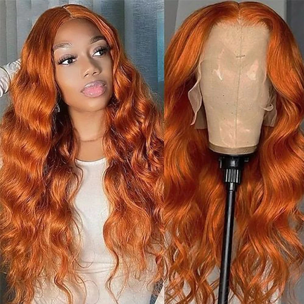 

Orange Ginger Lace Front Human Hair Wigs For Black Women Body Wave Lace Front Wig 13x4 HD Lace Frontal Wig Factory Price