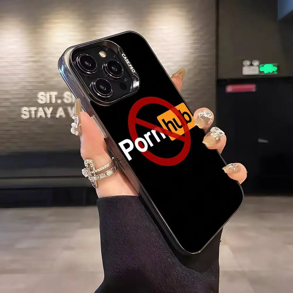 MINISO-Phone case P-Porn-hubs-Tumble-P-Pornhubs Matte Colored Silver For Iphone 16 15 14 Pro 13 12 Plus 11 7 Cover