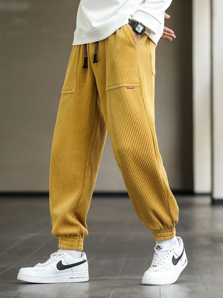 2022 חדש סתיו חורף קורדרוי מכנסי טרנינג גברים בבאגי רצים אופנה Streetwear Loose מקרית הרמון מכנסיים בתוספת גודל 8XL