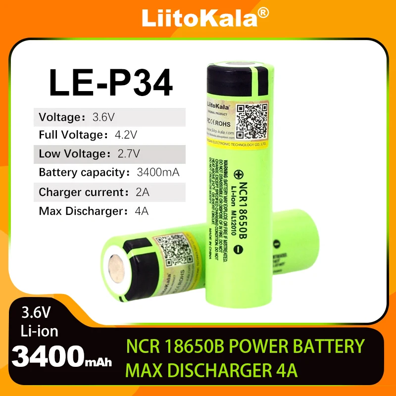 Аккумуляторная батарея Liitokala NCR18650B 3 7 В 3400 мАч