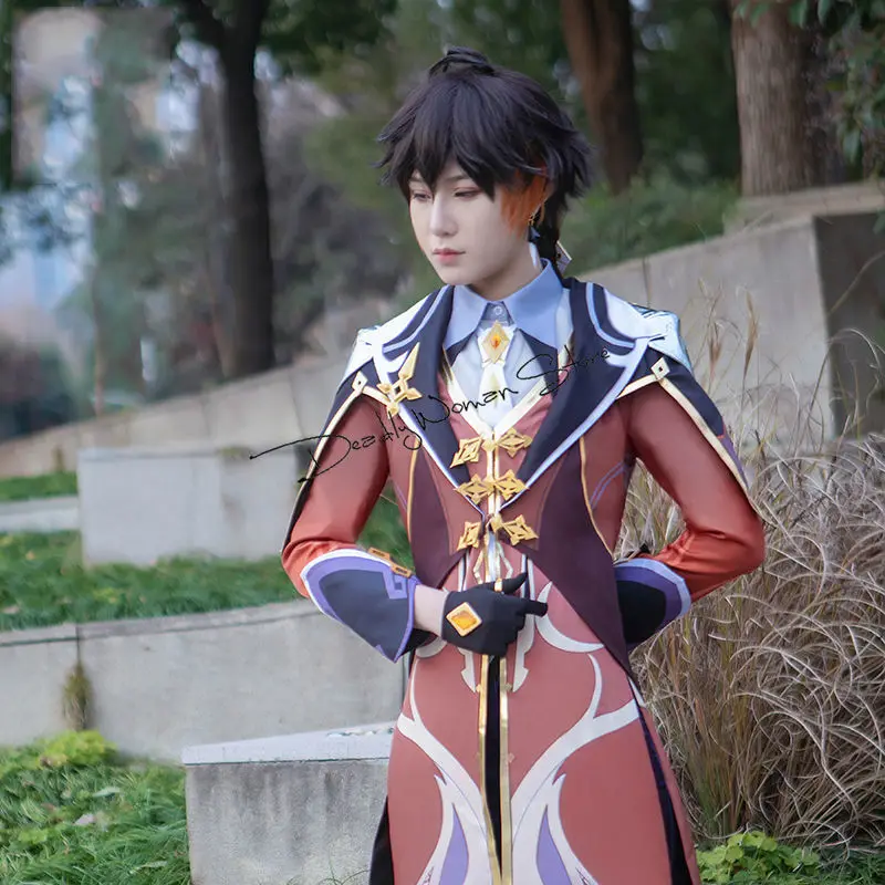 Костюм для косплея Чжун ли из аниме геншин ударт чжунглли костюм на Хэллоуин