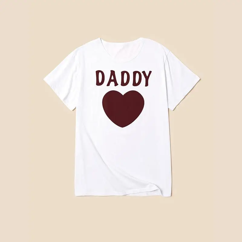 2022 Семейные футболки на День святого Валентина с коротким рукавом летние топы