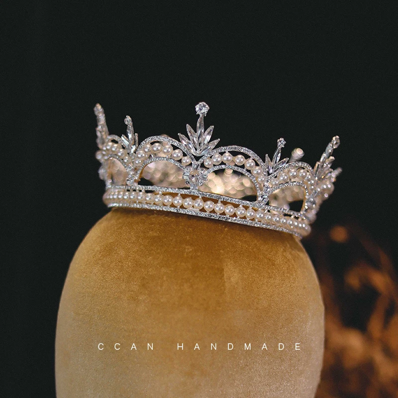 CC большая корона, свадебные аксессуары для волос, женские повязки на голову, свадебный головной убор, обручальный головной убор, диадемы круглой формы, повязки для волос AN006