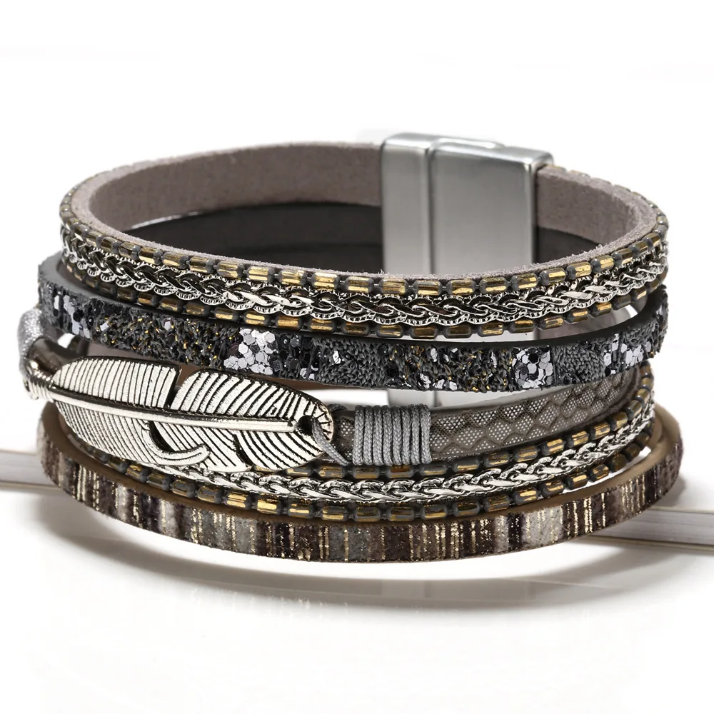 Оптовая продажа Лидер продаж плетеный браслет ручной работы из кожаного шнура