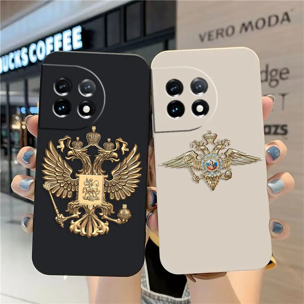 

Case For Oneplus 11 10 9 9R 8 8T 7 7T ACE 2 2V NORD CE 2 Lite Pro Simple Liquid Silicone Case Emblem Of The Russian Federation