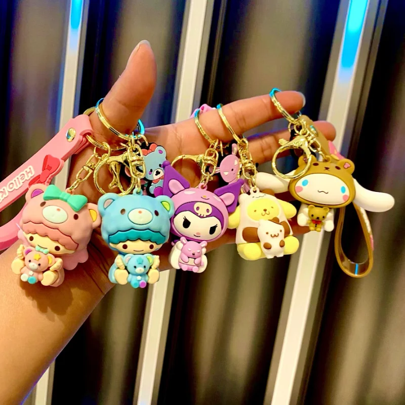 Sanrio Keychain Kawaii Kuromi Cinnamoroll Little Twin Stars New Fashion Girl Bag Pendant Backpack Keyring Toys Kid Birthday Gift