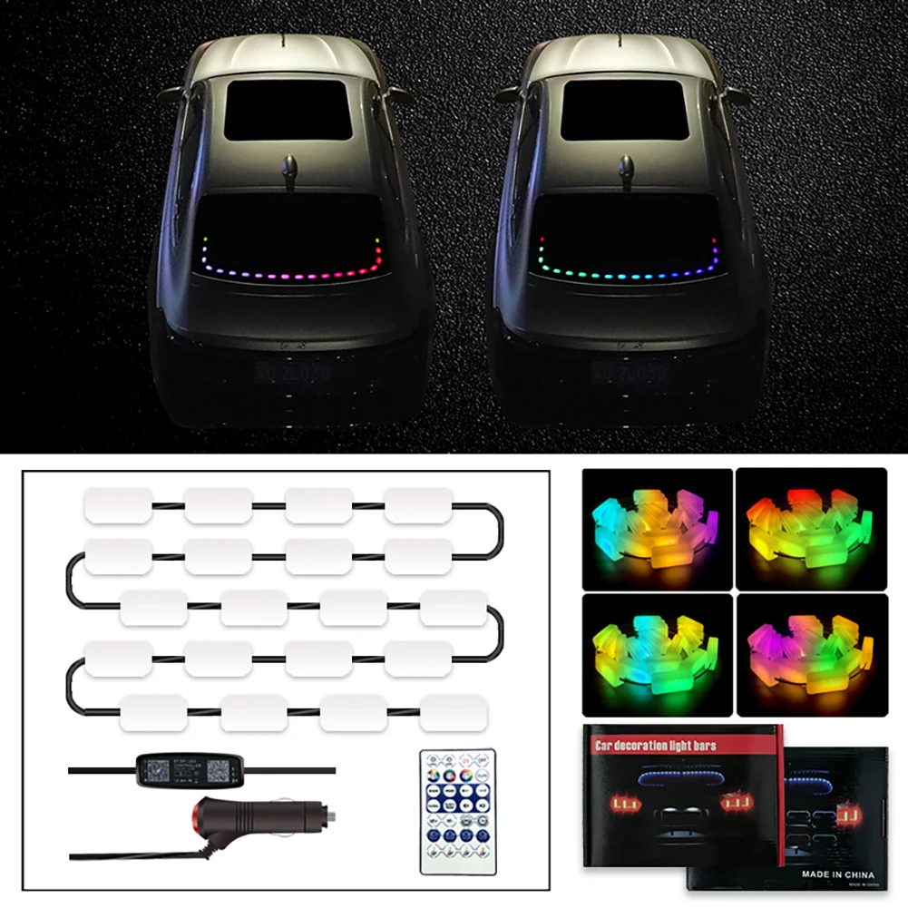 

Неосветильник ная лента для автомобильного заднего лобового стекла, RGB-ленсветильник с изменением цвета, лампа с дистанционным управлением...
