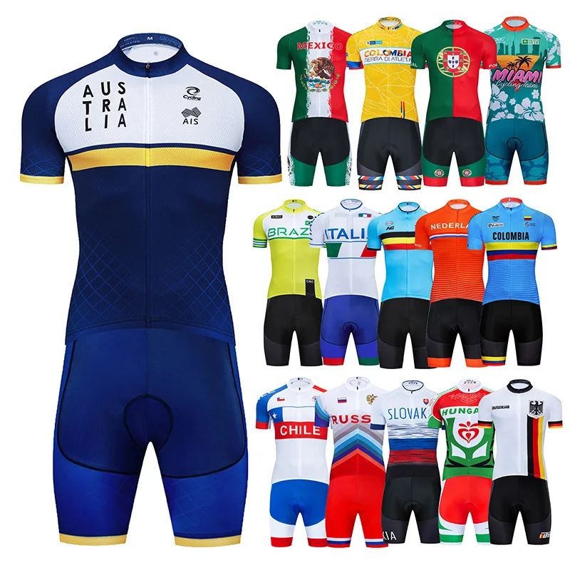 

2022 Team Australia Cycling Jersey 20D Bib Set MTB Bicycle Clothing Bike Clothes Wear Ropa Ciclismo Men's Short Maillot Culotte