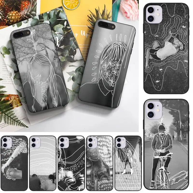 

Black And White Artistic Personality Phone Case Fundas Shell Cover For Iphone 6 6s 7 8 Plus Xr X Xs 11 12 13 Mini Pro Max
