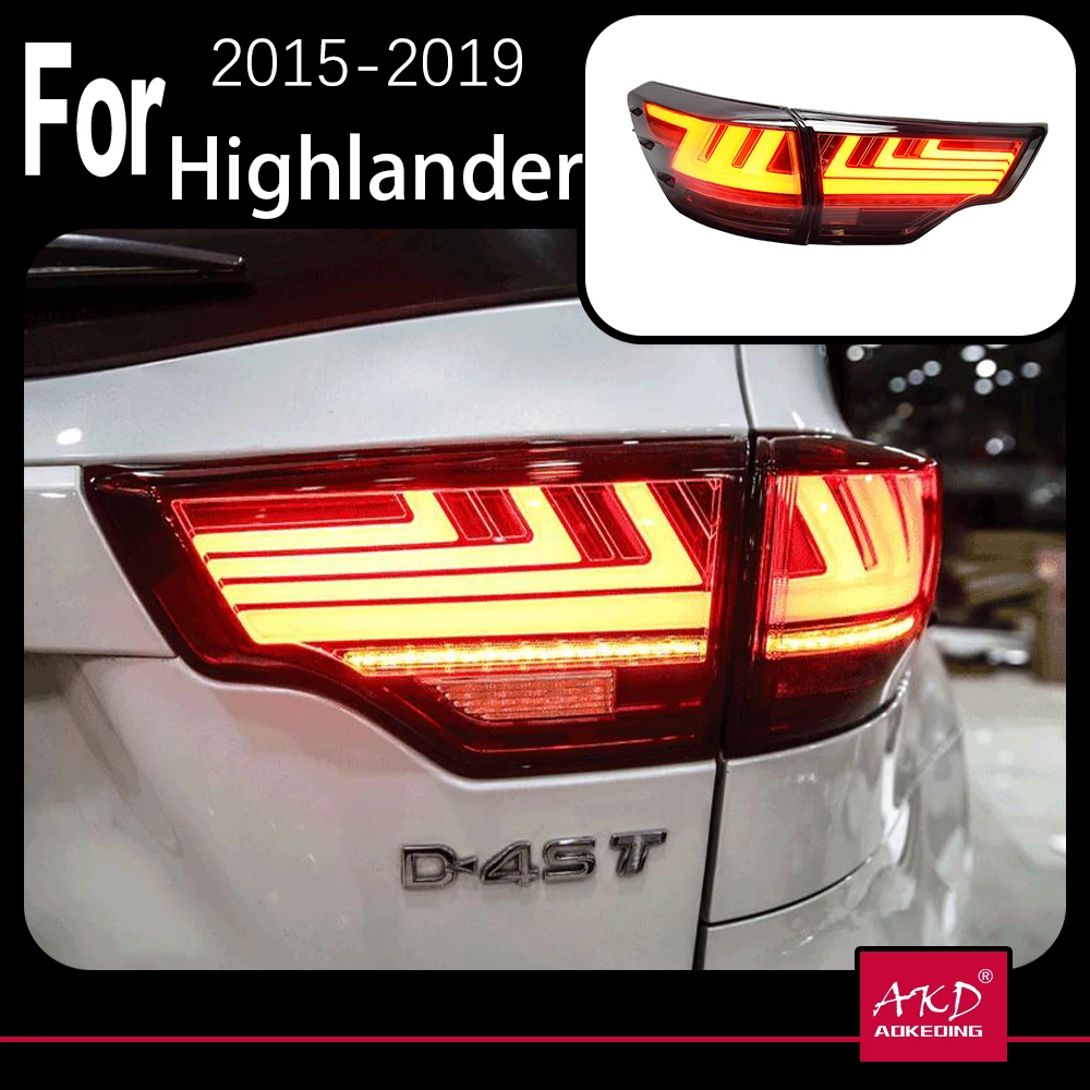 

Задние фонари AKD для модели автомобилей Toyota Highlander KLUGER 2015-2019, светодиодный ние фонари, светодиодные ходовые огни DRL, противотуманные фонари, задняя парковка