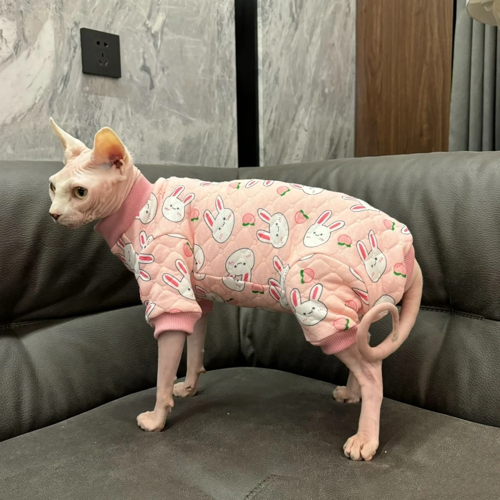 

Cat clothing Cotton Coat for Sphynx Cat,Warm Winter 4-legged Jumpsuit for Kittens small Dogs,Cartoon Costumes for Devon Rex