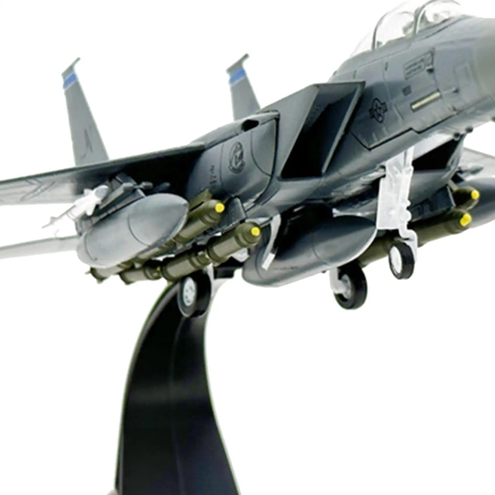 1/100 F15E Fighter Diecast Model Airplane with Base for Bar Office Bookshelf