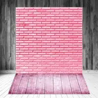 Splicing Bricks Wall Wooden Floor Photography Backgrounds Pink Party Decoration Photographic Backdrop Self Portrait Studio Props
