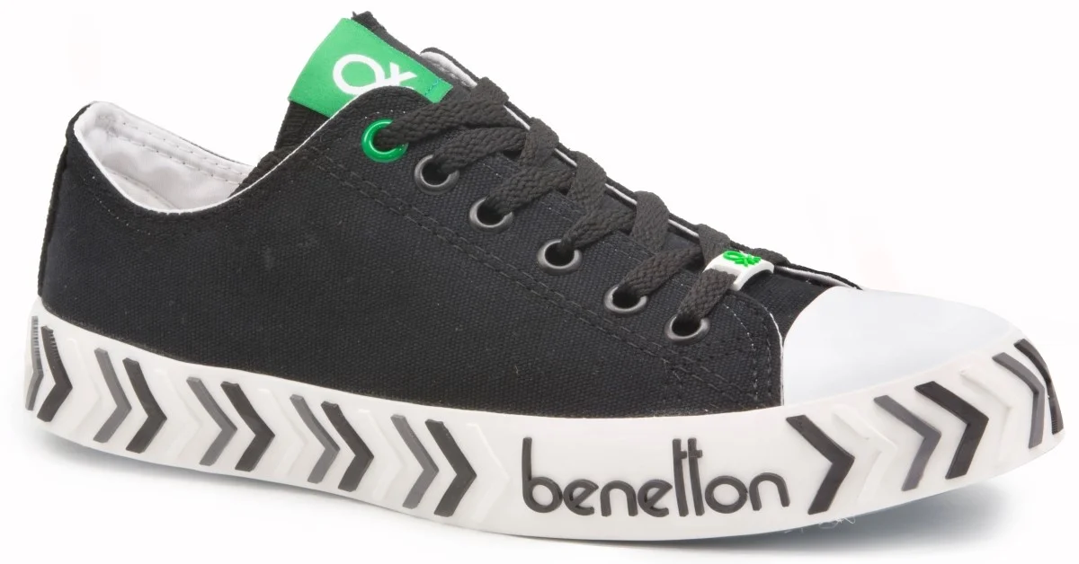 United Colors Of Benetton 30626 Black 2022 Summer Season Male Shoes Linen Colorful Sneakers Tied Casual Hiking Breathable Flexible Street