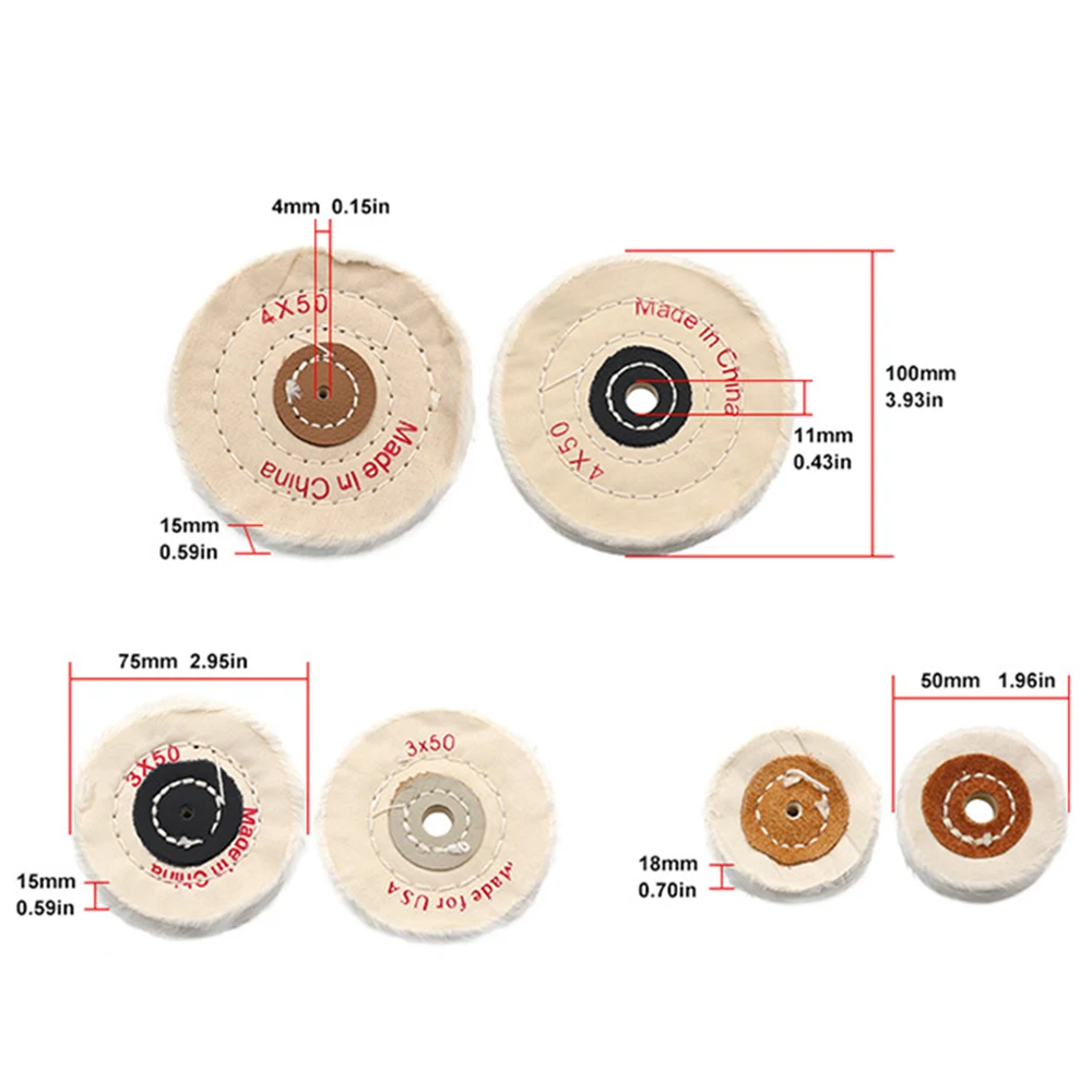 

2-4 Inch White Cotton Polishing Wheel Metal Jewelry Stainless Steel Buffing