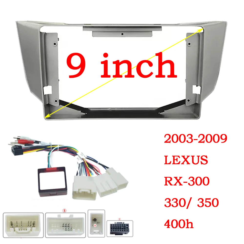 

9-дюймовая 2 Din Автомобильная видеопанель для Lexus RX RX300 RX330 RX350 RX400 RX450 Harrier 2003-2009 проигрыватель аудио рамка приборная панель