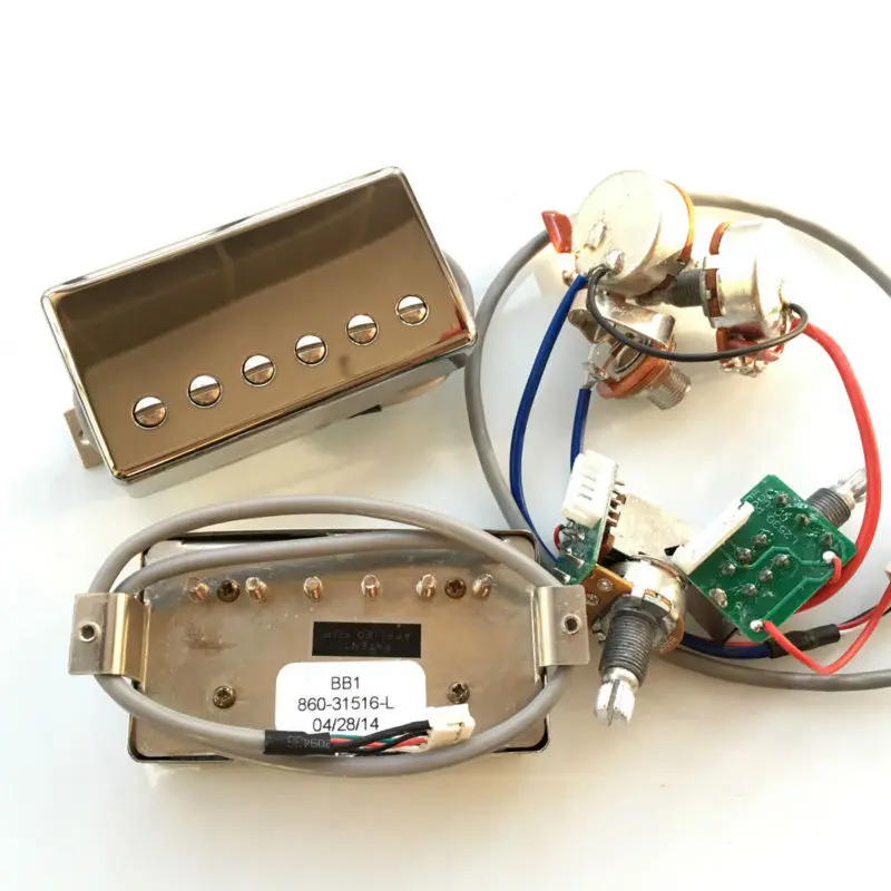 

Electric Guitar Humbucker Pickups with Pro Wiring Harness for Gibson BB1 BB2 BB Series Nickel Cover Silver Guitar Parts