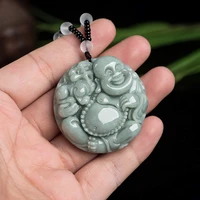 burmese jade maitreya pendant emerald natural stone gemstone men jadeite green amulets jewelry carved necklace real vintage