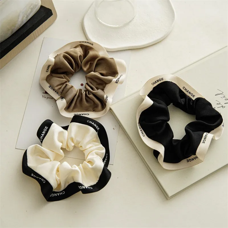 

Newest Women's Large Intestine Scrunchie Webbed Head Rope French Female Tie Ponytail Fabric Art Scrunchie Fold Hair Accessories