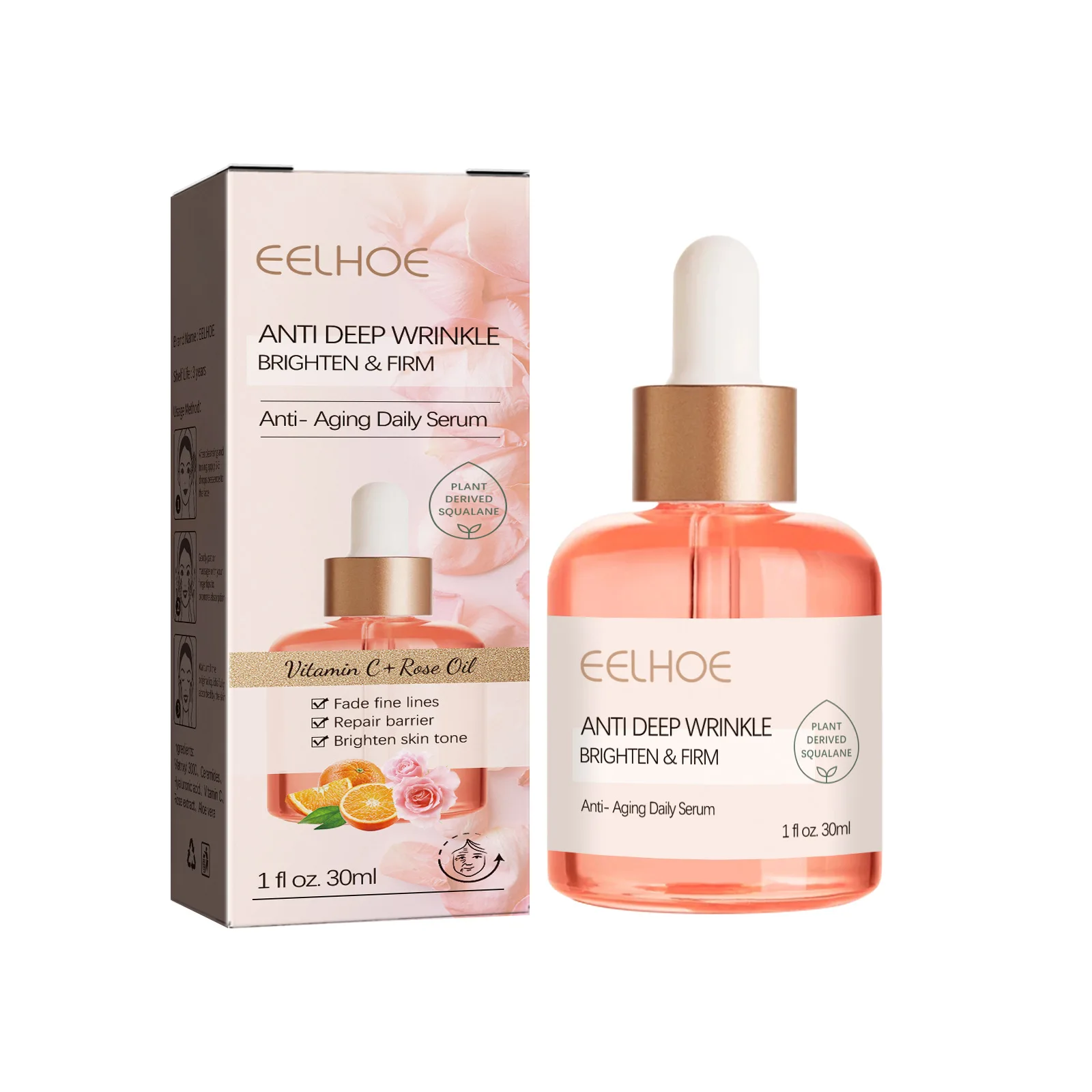 

EELHOE Deep Anti Wrinkle Serum Rose Oil VC Anti-Aging Improve Fine Lines Lifting Shrink Pores Moisturize Face Skin Care