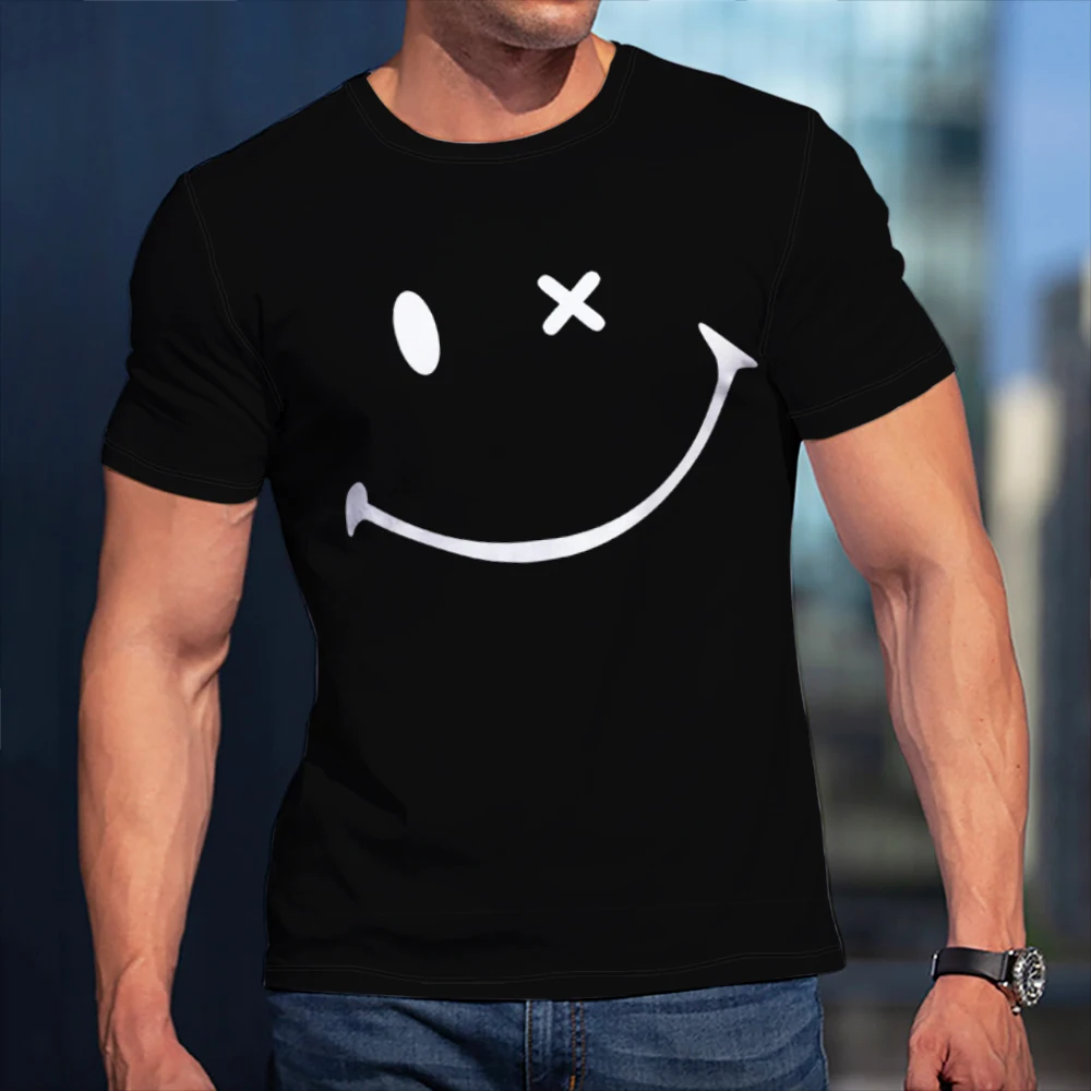 

2022 Simple Design Smiling Face Funny And Humorous Male And Female Shirt Spoof Clothes Size XXS-6XL T-shirts Breathable Casual