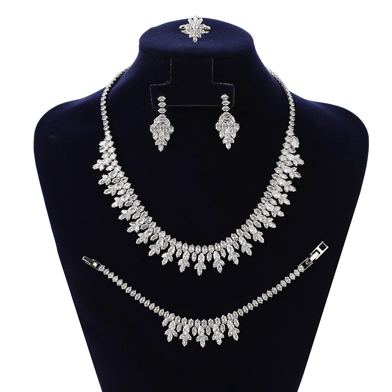 

Jewelry Set HADIYANA Fashion Female Bride Engagement Necklace Bracelet Ring Earring BN7931 Jewelry Sets For Women