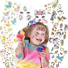 татуировка водостойкая 10 шт.лот Набор цветных татуировок в виде единорога, временная татуировка на лицо, пасхальное украшение, единорог, Декор, единорог, украшения для дня рождения, детвечерние