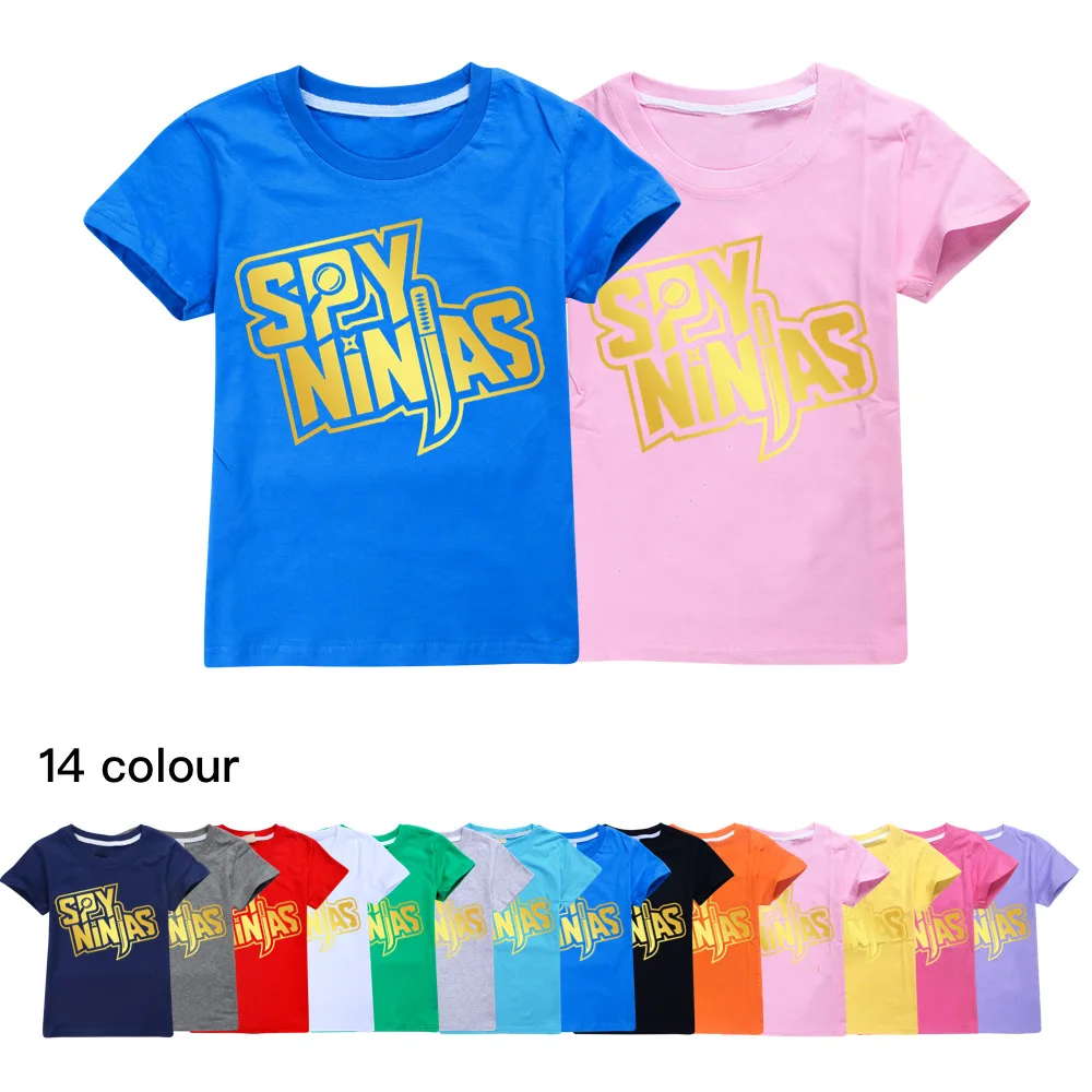

SPY NINJA Boys Short Sleeve T-shirt Fashion Baby Girls Short Tops Cotton Kids Summer Clothes Children Tees 2-16Y