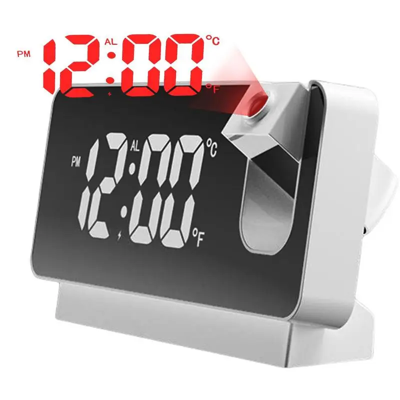 

Projection Alarm Clock Home Digital Clock With 180 Projector USB Charging Temperature Display Mirror LED Display 12/24H Snooze