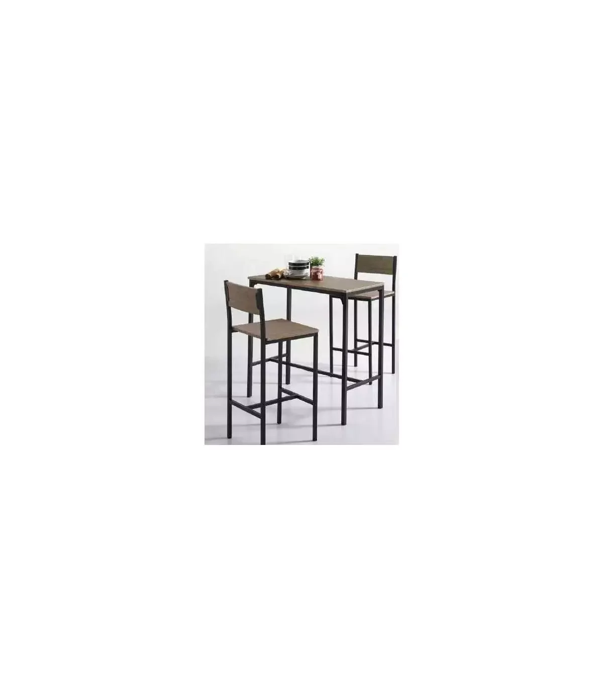 

Table Set with Chairs for Living Room Stools Pack Table Kitchen Tall + 2 Stools in Oak Finished color KitCloset Board Room Furni