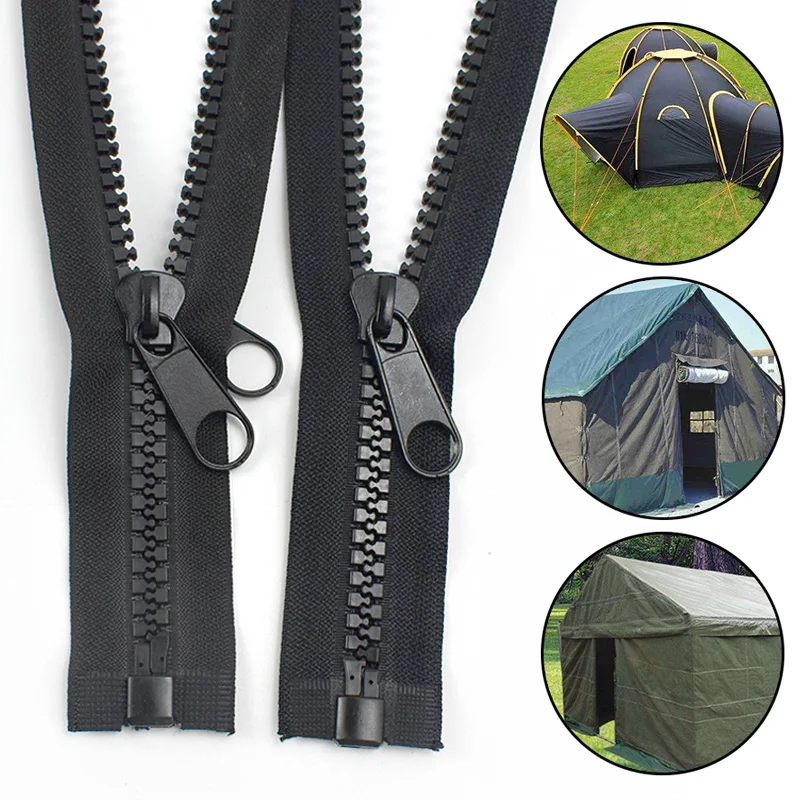 10# Long Zip Double-Sided Slider Tent Lock Resin Zipper Sliders Replacement Open End Sleeping Bags 60-400cm Repair DIY Craft