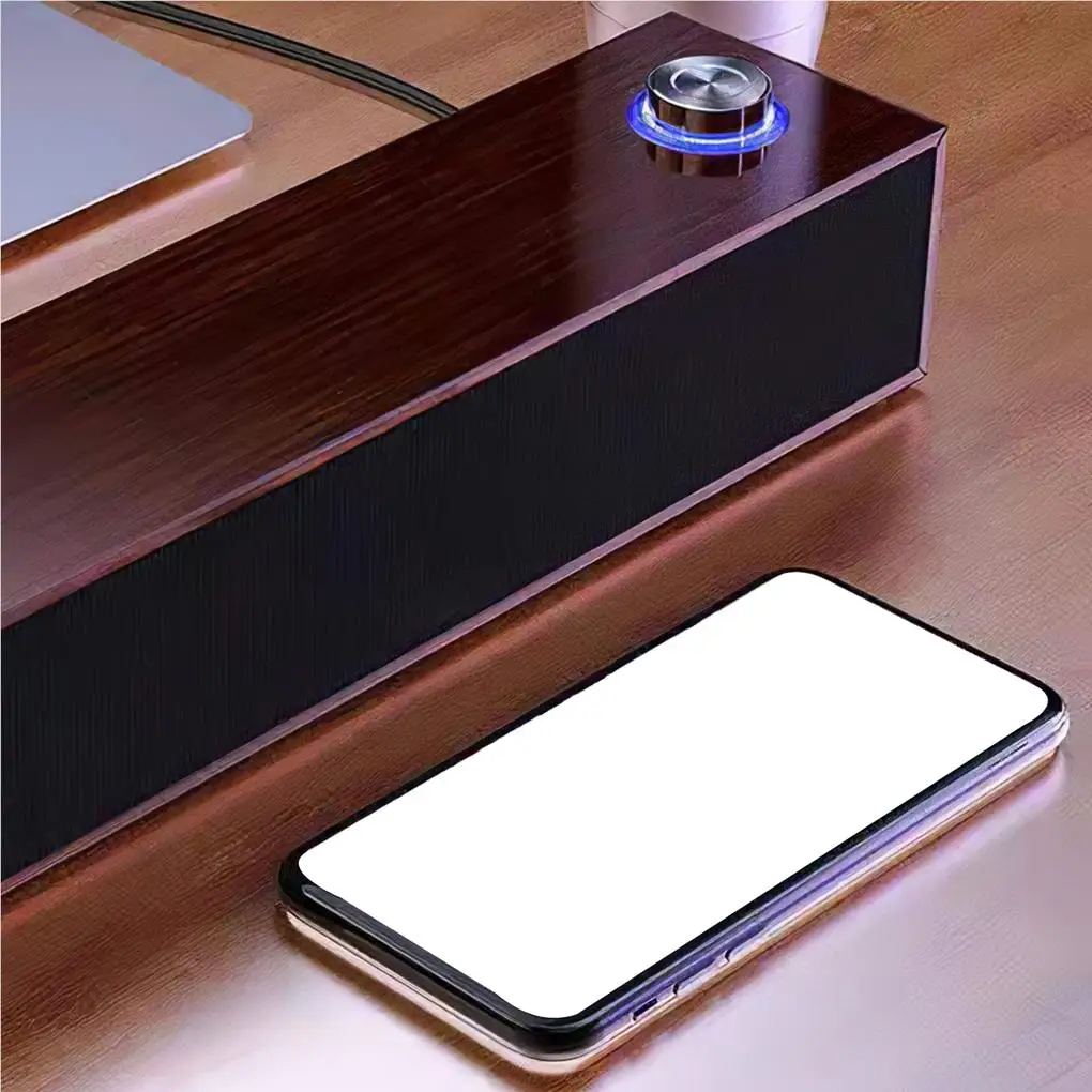Wood Wired Desktop Speaker USB Subwoofer Sound Bar Strip High Fidelity Boombox Card Audio Music Center Loudspeaker