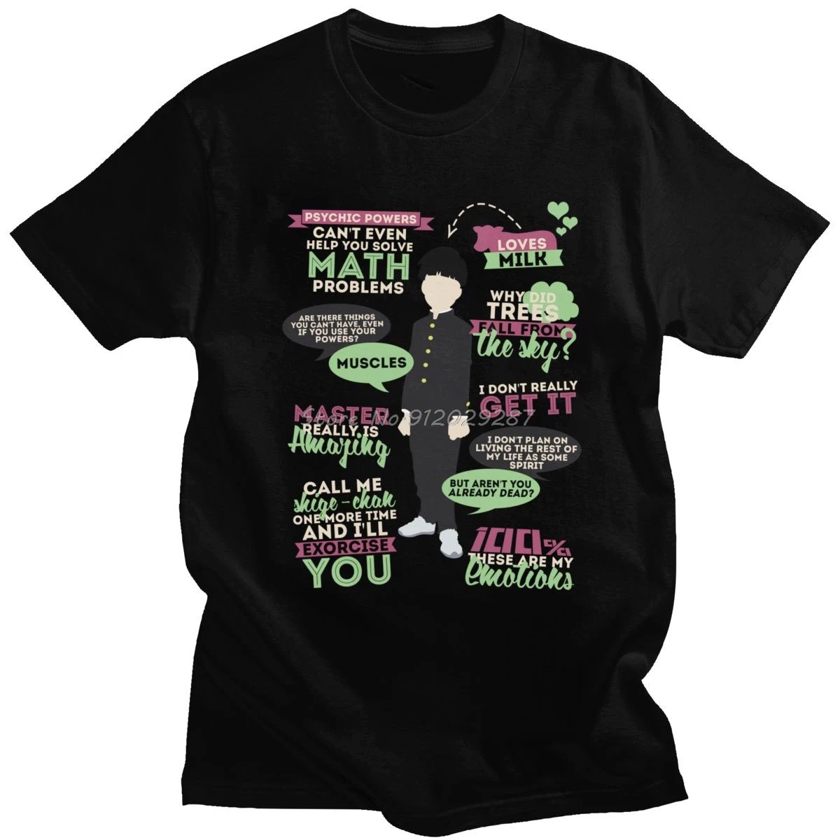 

Funny Mob Psycho 100 T Shirts Men Short Sleeved Leisure Tee Tops Shigeo Kageyama Quotes Tshirt Fitted Cotton T-Shirt
