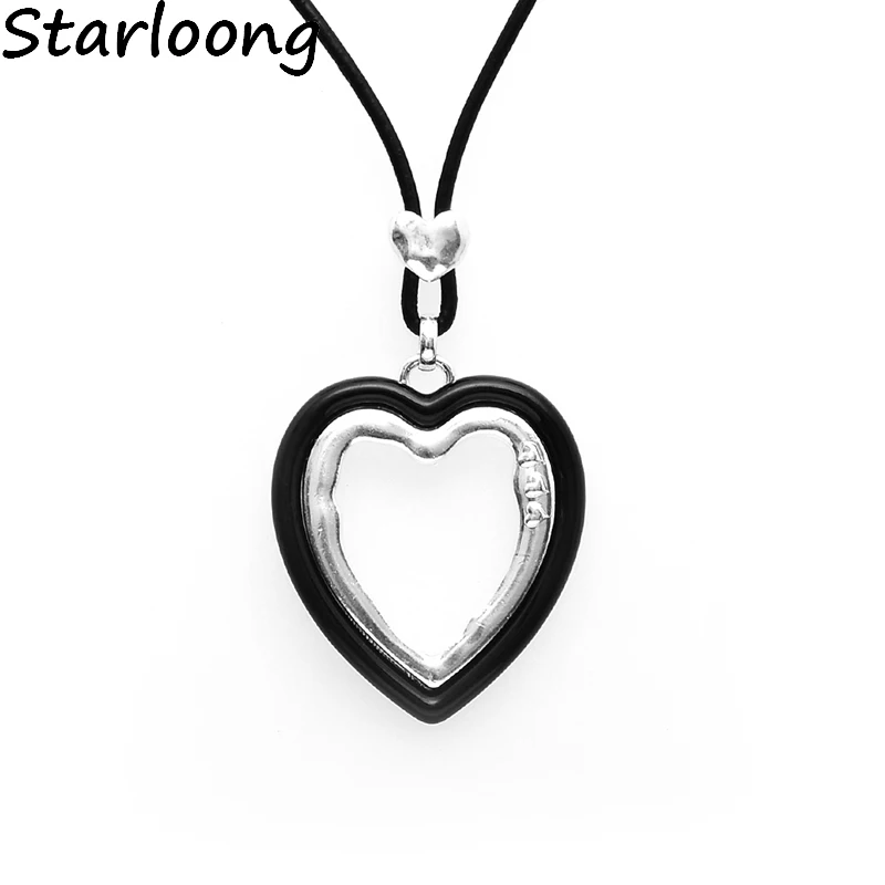 Винтажная Подвеска из цинкового сплава в форме сердца, длинная цепочка из нержавеющей стали для женщин и мужчин, ювелирные изделия с жемчугом