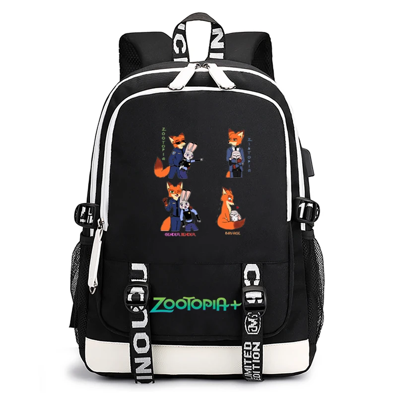 

Disney Cartoon Zootopia Print Women's Backpack USB travel Casual Fashion 16LBag for Boy Girl teenagers