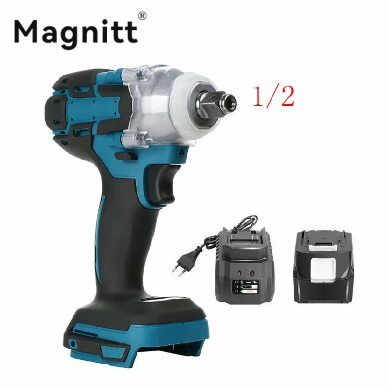 

Magnitt 18V 520N.M Brushless Cordless Electric Impact Wrench 1/2" Rechargeable Power Tools for Makita 18V Battery