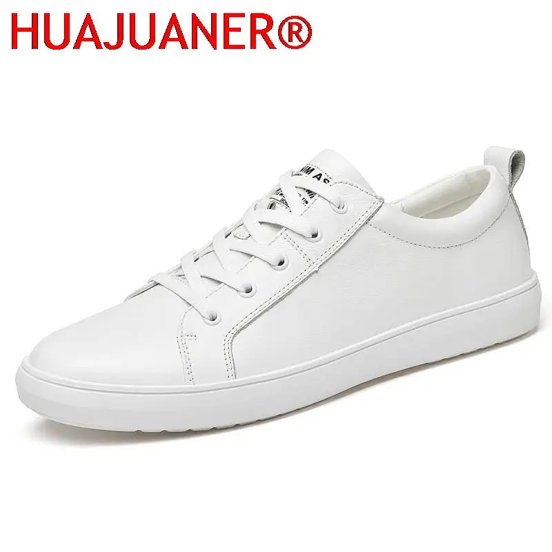 

Men's Shoes High Quality Black Sneakers Men Genuine Leather 2022 Street Walking Shoes Man Flat Casual Comfortable White Footwear