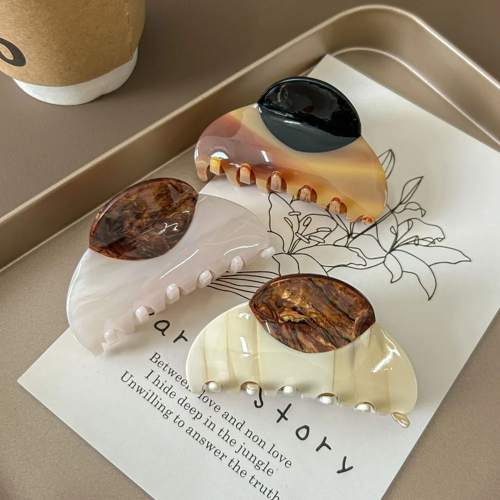 Винтажный акриловый полукруглый коготь для волос контрастного цвета