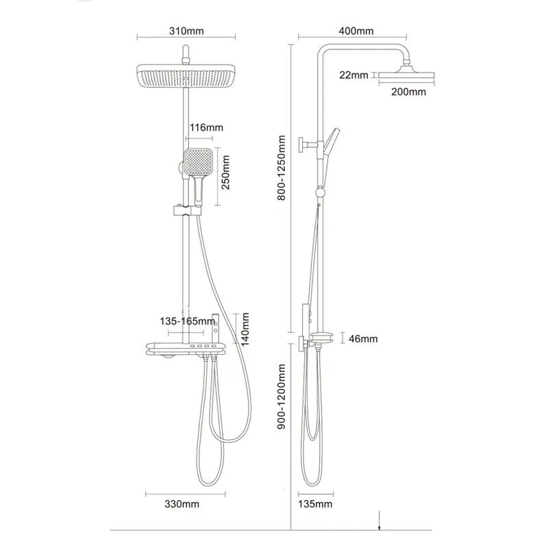 Металлический смеситель для душа в стиле НЛО матовый серый ванной комнаты набор