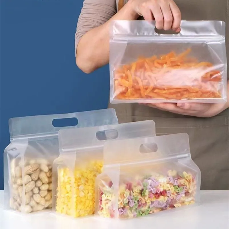 

50pcs Frosting Octagon Packaging Bags Reusable Stand Up Food Storage Bag Portable Handheld Sealed Bag For Candy Dried Fruit Pack