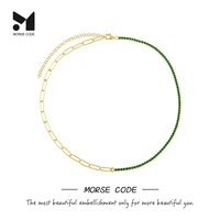 mc s925 silver chain green black zircon necklace for women chain on the neck collares para mujer bijoux femme collares gifts cz