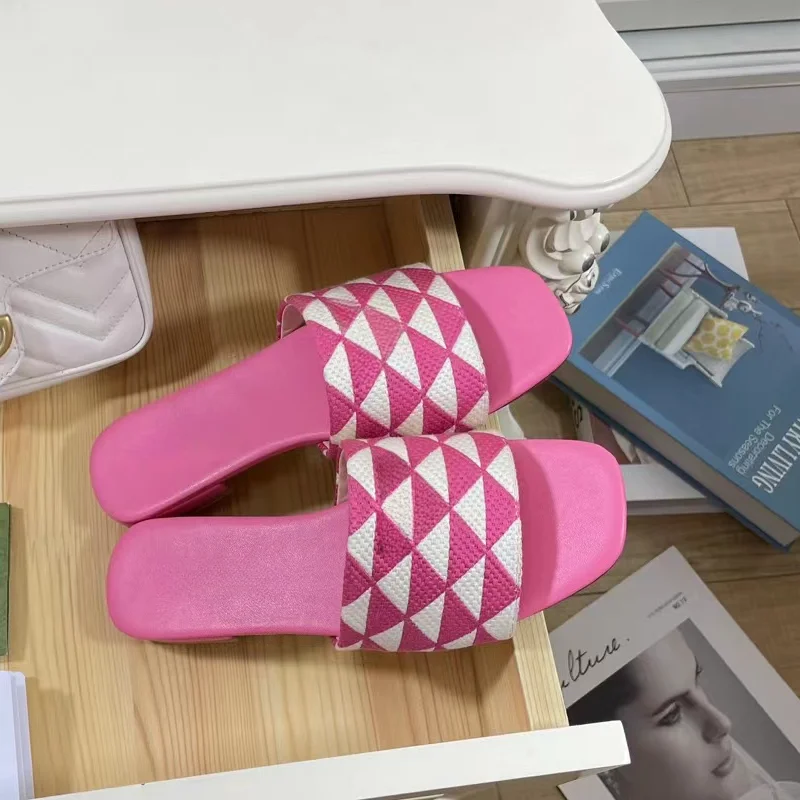 2023 New Triangle Print Flying Weaving Women's Slippers~Retro Women's Shoes Summer