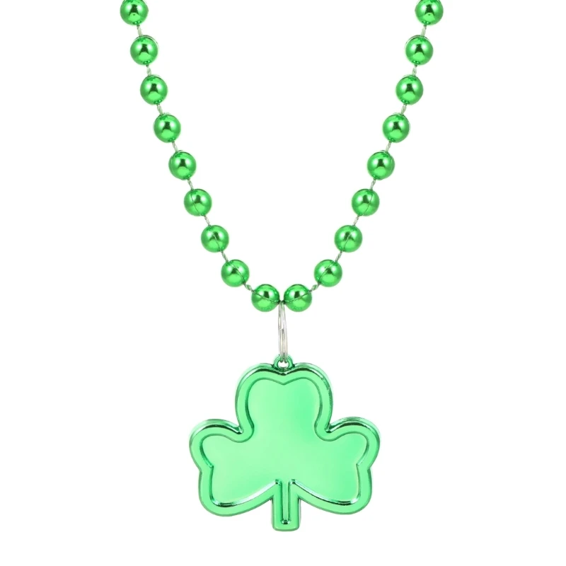 

St Patricks Day Shamrock Beads Necklaces Lucky Grass Jewelry Party Favor Dropship