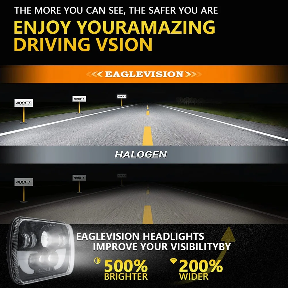 Фары 5x7 7x6 дюймов прямоугольная головка фотолампа с DRL фары дальнего и ближнего