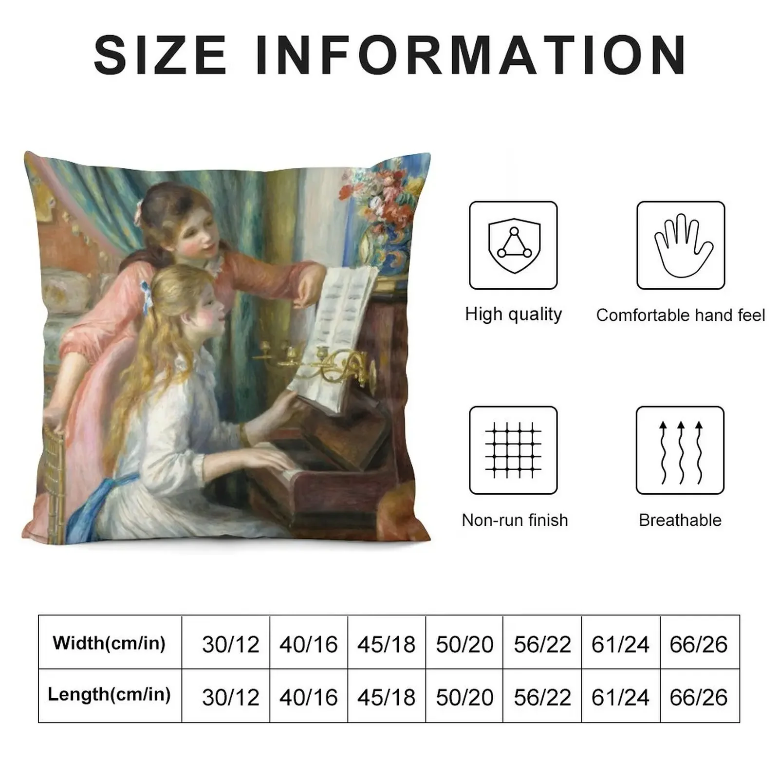 Пьер-Агуст Ренуар. Две молодые девушки на фортепиано 1892. Декоративная подушка
