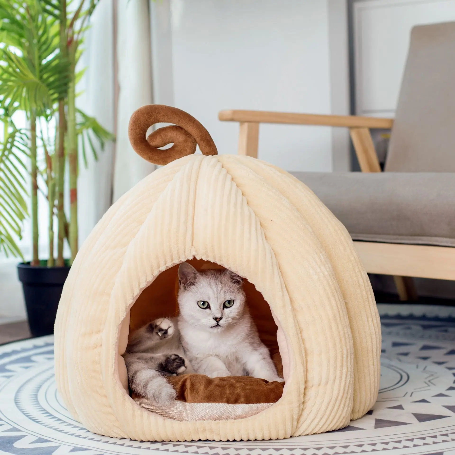 

New Cat Bed Warm Pet Basket Cozy Kitten Lounger Cushion Cat House Tent Very Soft Small Dog Mat Bag For Washable Cave Cama Gato