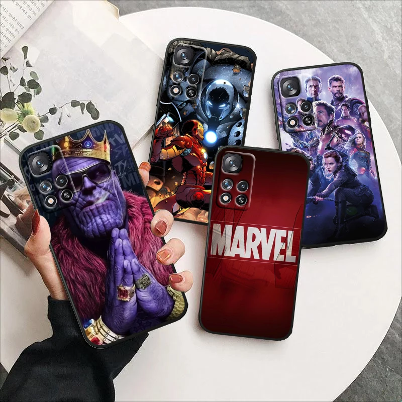 

Marvel Super Avengers For Redmi Note 12 Pro Plus 11 11T 10 9 8 Pro Lite Pro Max 5G 4G Silicone Soft Black Phone Case