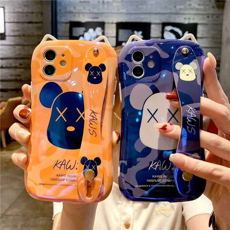 

Cartoon Gloomies Bear Fashion Laser Phone Cases For iPhone 13 12 11 Pro Max XR XS MAX X 2022 Couple Luxury Anti-drop Soft Cover