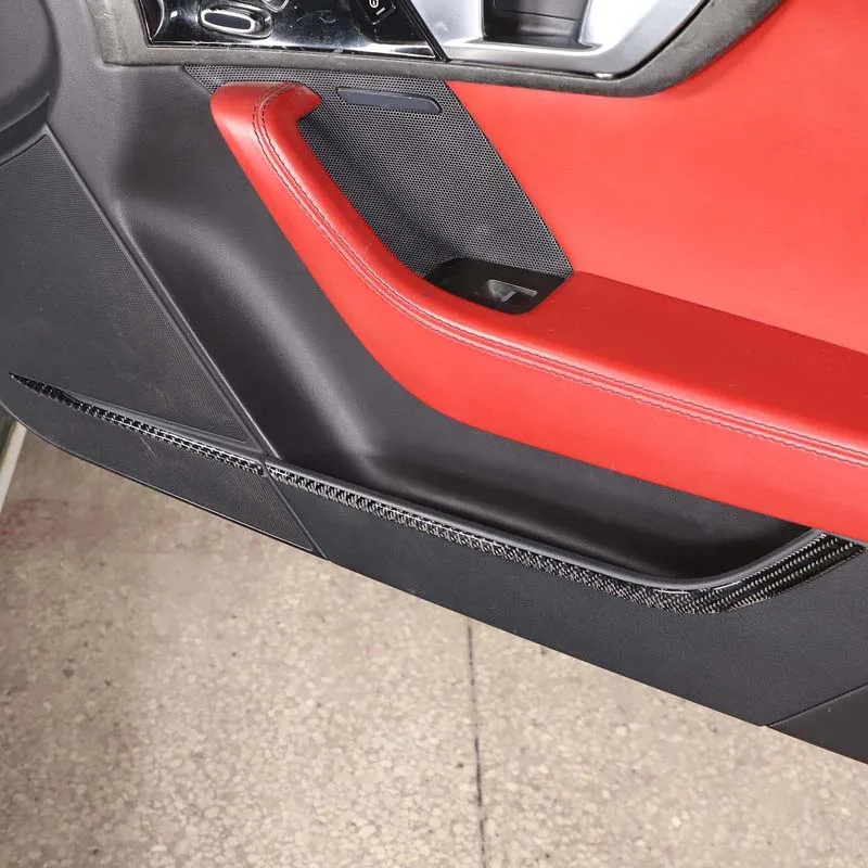 

Для Jaguar F-TYPE 2013-2022, мягкие декоративные полоски из углеродного волокна для внутренней двери автомобиля, декоративные наклейки, автомобильные аксессуары