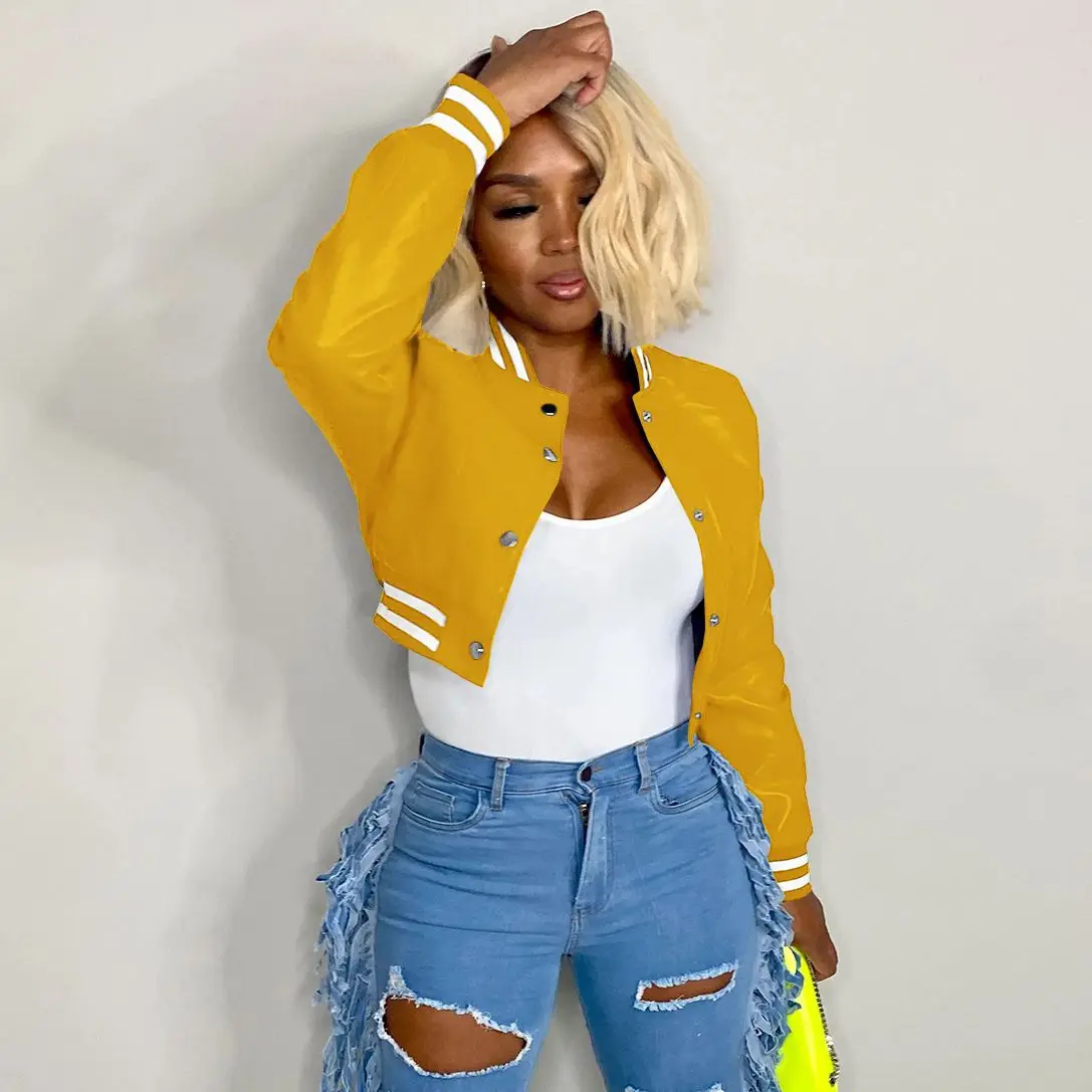 

MUDAN Jacket Fashion Women's Spring New Thread Elastic PU Leather Casual Baseball Jacket Sports Jacket